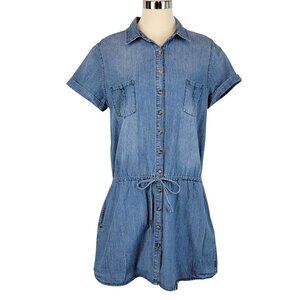 Marci Casual Denim Jean Shirt Dress Womens Small Tie Waist Oversized Classic